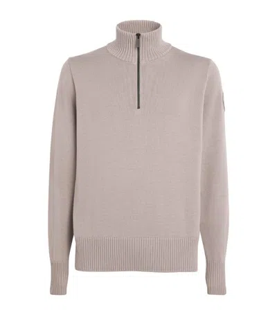 Canada Goose Wool Quarter-zip Rosseau Sweater In Grey