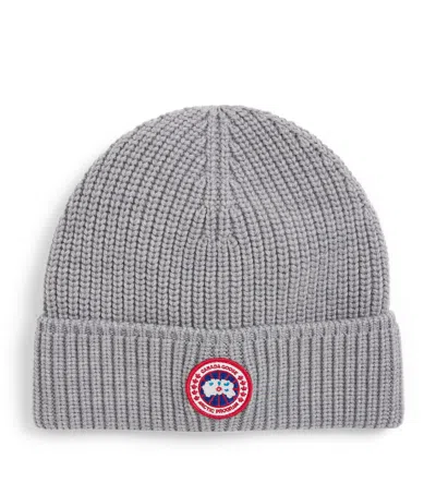 Canada Goose Merino Ribbed Beanie In Grey