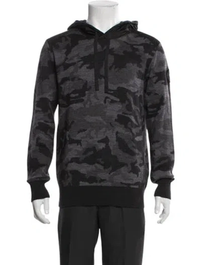 Pre-owned Canada Goose Merino Wool Camouflage Print Cardigan In Gray