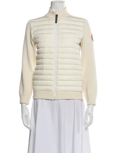 Pre-owned Canada Goose Merino Wool Striped Down Jacket In Neutral
