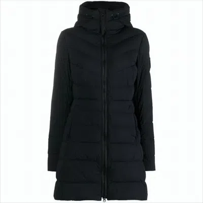 Canada Goose Mid-thigh Length Horizontal Quilted  Padded Coat In Black