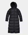 Canada Goose Mystique Long Down Puffer Jacket With Removable Hood In Black