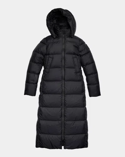 Canada Goose Mystique Long Down Puffer Jacket With Removable Hood In Black