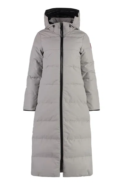 Canada Goose Mystique Long Hooded Down Jacket In Grey