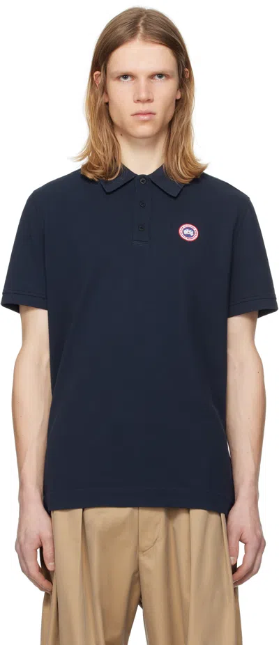 Canada Goose Beckley Polo Shirt In Structured Cotton In Blue