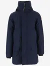 Canada Goose Navy Blue Logo Detail Parka Jacket In Navy Blue