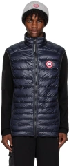 Canada Goose Hybridge Slim-fit Merino Wool And Quilted Nylon Down Gilet In Blue