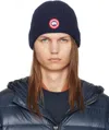 Canada Goose Navy Rib Beanie In Navy Heather