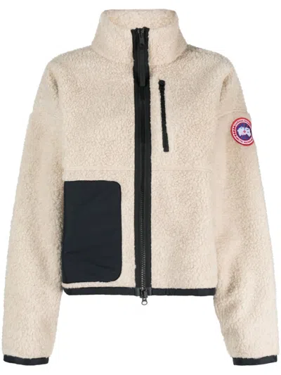 Canada Goose Womens Light Tan-tan Clair Simcoe Fleece Wool-blend Jacket Xs In Neutral