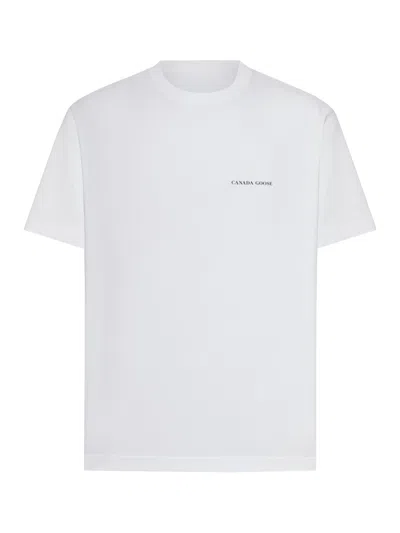 Canada Goose Cotton Logo Crew Neck Graphic T-shirt In White