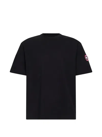 Canada Goose Round Neck Short Sleeve Cotton Tshirt In Black