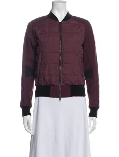 Pre-owned Canada Goose Nylon Bomber Jacket In Burgundy