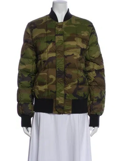 Pre-owned Canada Goose Nylon Camouflage Print Down Jacket In Green