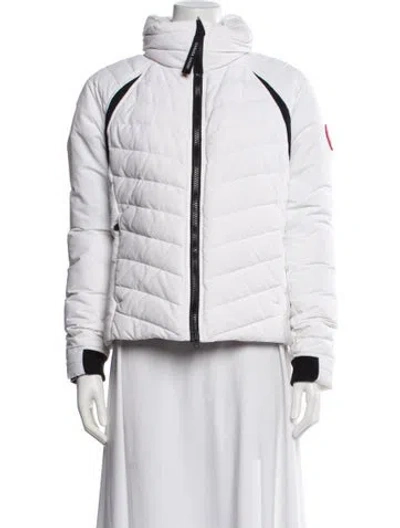 Pre-owned Canada Goose Nylon Colorblock Pattern Down Jacket In White