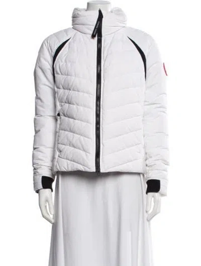 Pre-owned Canada Goose Nylon Colorblock Pattern Down Jacket In White
