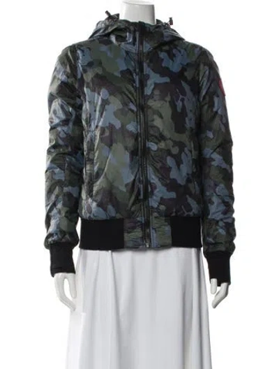 Pre-owned Canada Goose Nylon Printed Down Jacket In Blue