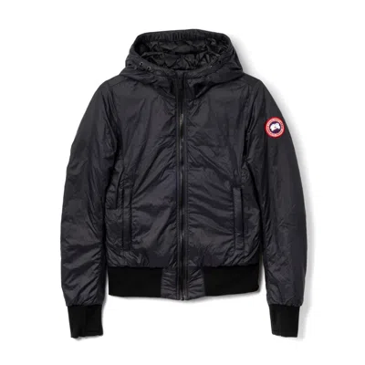 Canada Goose Packable Black Hooded Jacket With Ribbed Details