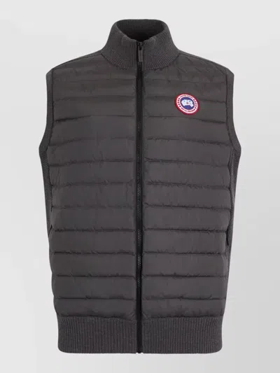 Canada Goose Padded Nylon Vest Sleeveless Ribbed Collar In Gray