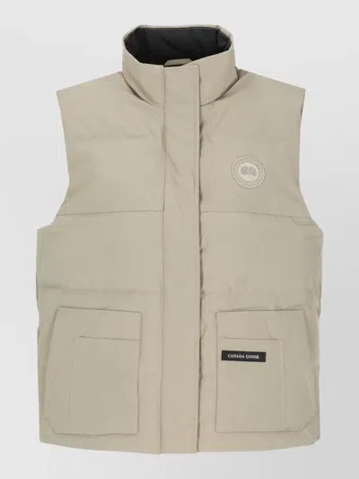 Canada Goose Padded Sleeveless Coat High Neck Pockets In Gray