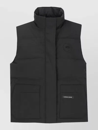 Canada Goose Padded Sleeveless Coat High Neck Pockets In Black