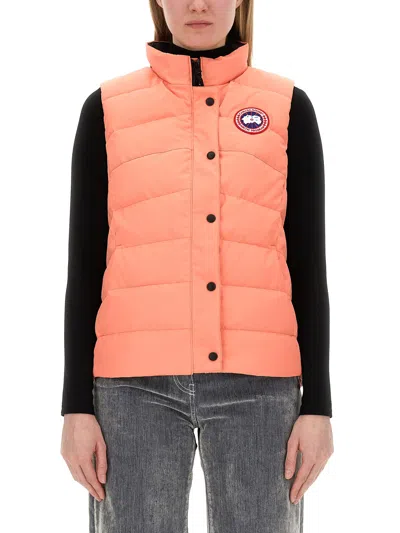 Canada Goose Padded Waistcoat With Logo In Pink