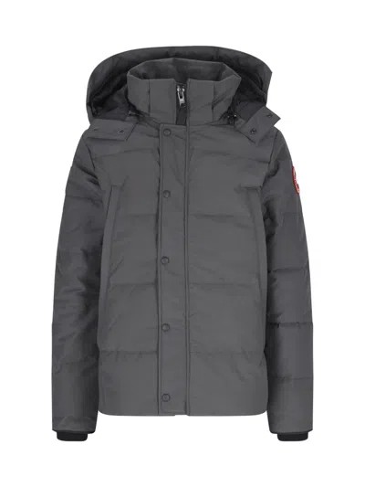 Canada Goose Zipped Hooded Down Jacket In Grey