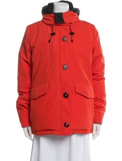 Pre-owned Canada Goose Peacoat In Orange