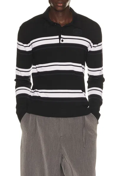 Canada Goose Petitot Striped Long Sleeve Knit Polo In Blue