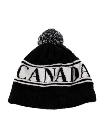 Pre-owned Canada Goose Pom Pom Beanie In Black