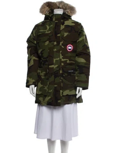 Pre-owned Canada Goose Printed Down Coat In Green