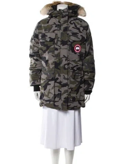 Pre-owned Canada Goose Printed Down Coat In Green