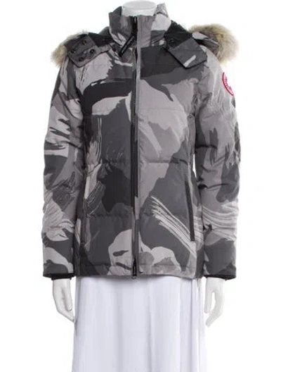 Pre-owned Canada Goose Printed Down Jacket In Gray