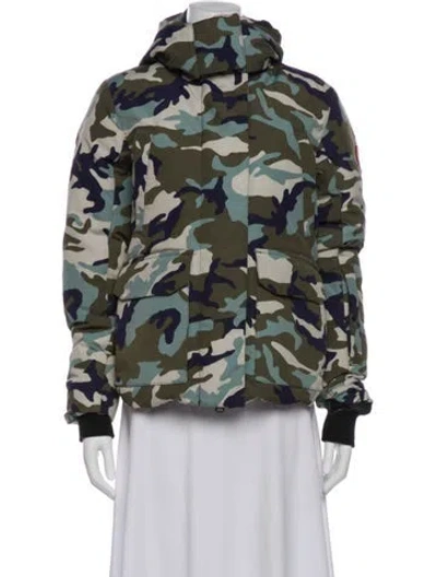 Pre-owned Canada Goose Printed Down Jacket In Green
