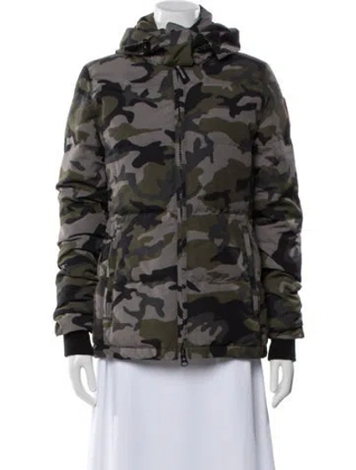 Pre-owned Canada Goose Printed Down Jacket In Green
