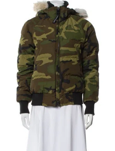 Pre-owned Canada Goose Printed Down Jacket In Green