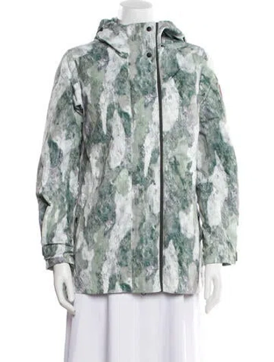 Pre-owned Canada Goose Printed Faux Fur Jacket In Green