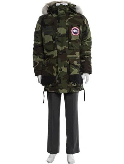 Pre-owned Canada Goose Printed Parka In Green