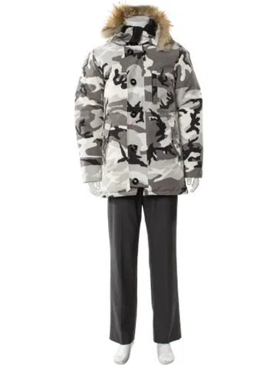 Pre-owned Canada Goose Printed Parka In White