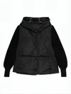 Canada Goose Short Down Jacket With Hood And Knit Sleeves In Black