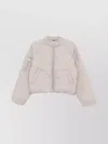 Canada Goose Quilted Bomber Jacket Featuring Long Sleeves In Neutral