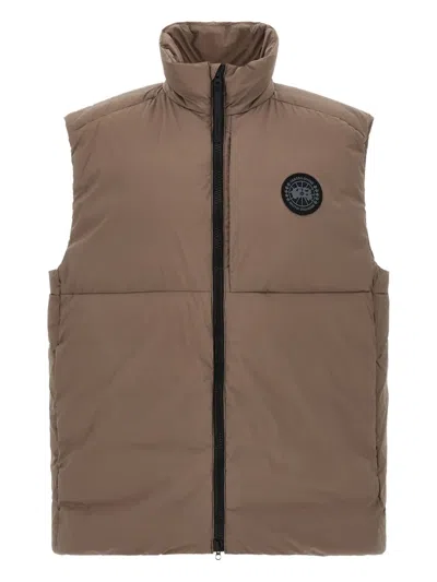Canada Goose High-collared Sleeveless Padded Vest With Concealed Pockets In Brown
