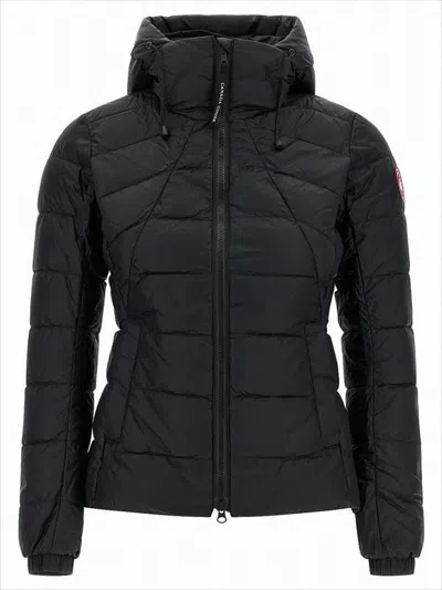 Canada Goose Quilted Padded Down Coat With Adjustable Collar In Black