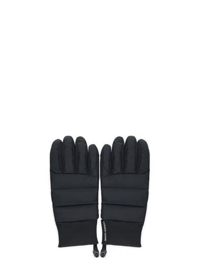 Canada Goose Quilted Padded Gloves With Contrasting Logo In Black