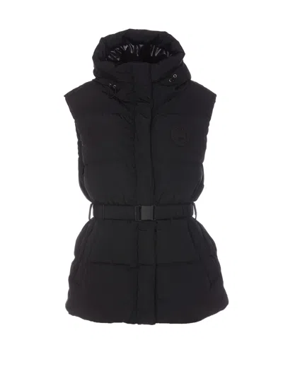 Canada Goose Rayla Belted Hooded Water Repellent 750 Fill Power Down Vest In Black