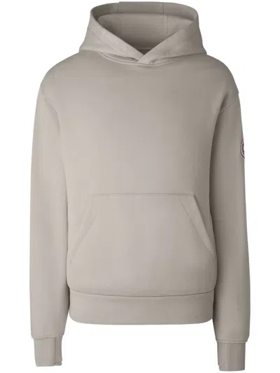 Canada Goose Relaxed Fit Beige Hoodie With Drawstring And Kangaroo Pocket In Gray