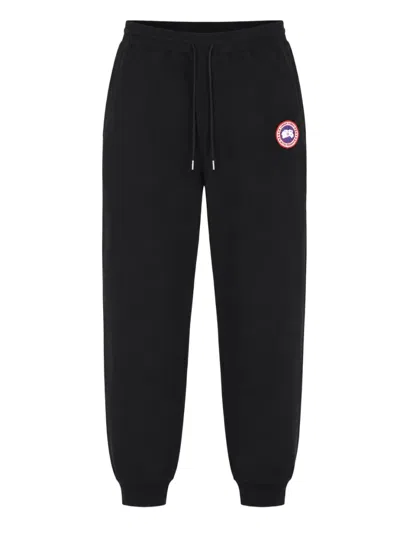 Canada Goose Relaxed Fit Black Trousers With Elastic Waistband And Ribbed Cuffs