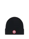 Canada Goose Ribbed Texture Cuffed Hats With Folded Cuff In Black