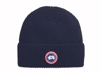 Pre-owned Canada Goose Rib Toque Beanie In Navy Blue Heather
