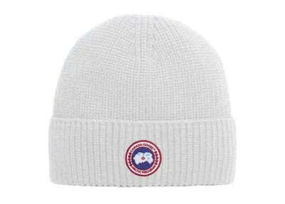 Pre-owned Canada Goose Rib Toque Beanie In White
