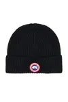 Canada Goose Ribbed Texture Cuffed Hats With Folded Cuff In Black